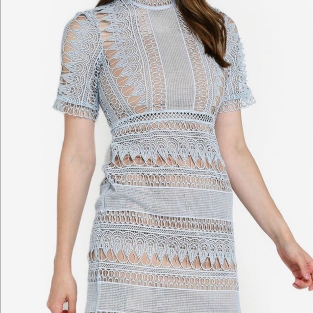 Bardot Brenda Lace Winter Blue Cocktail Dress